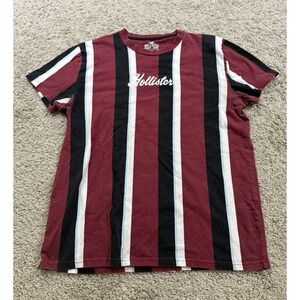Hollister Shirt Mens Red Striped Shirt Surf Rugby Skater Grunge Retro Urban S